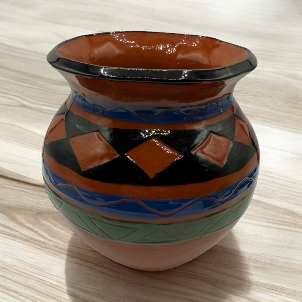 HANDMADE SOUTHWESTERN TERRACOTTA VASE – SIGNED “KAJA” 1997